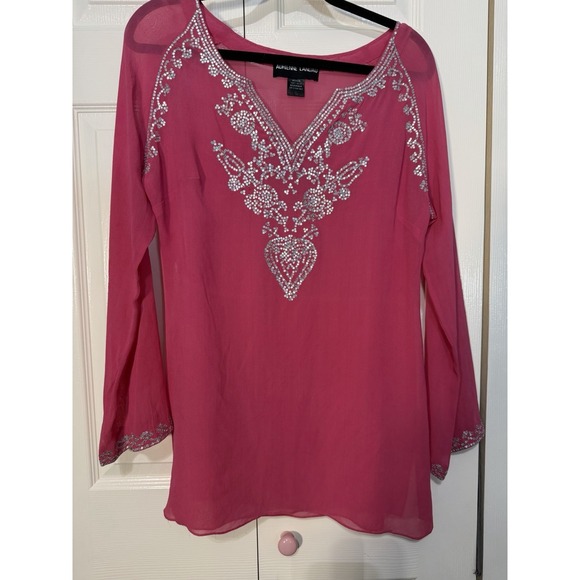 Landau Tops - Adrienne Landau Blouse With Embellishing Size Medium